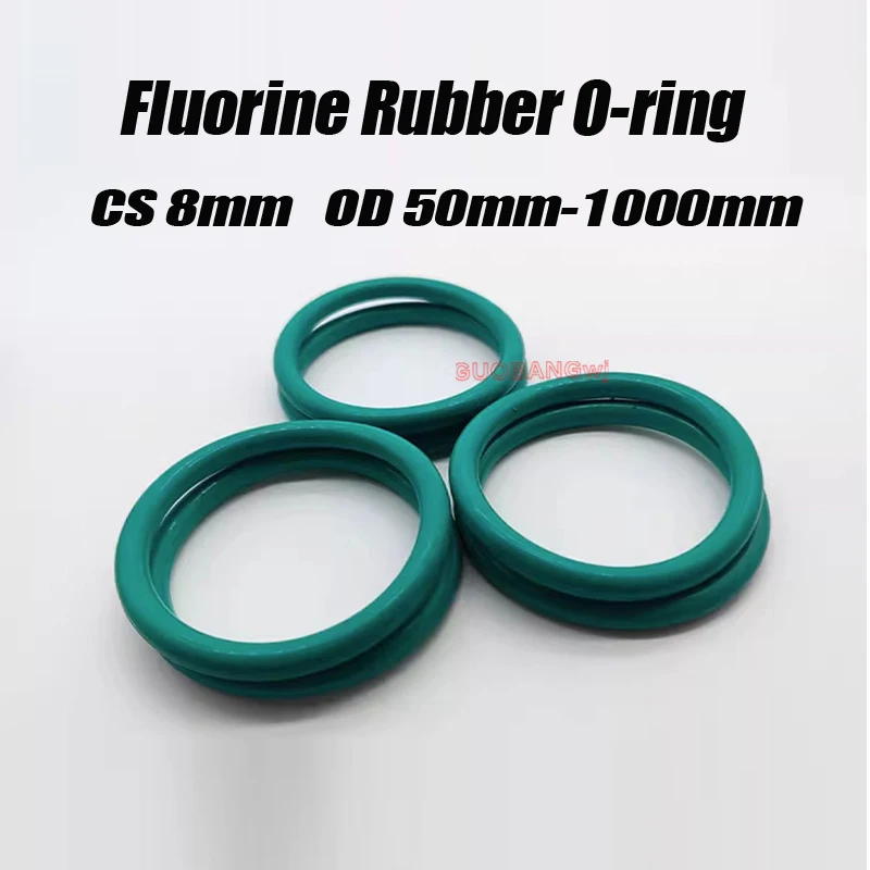 FKM O Ring CS 8mm OD50mm-1000mm Green Fluorine Rubber O Ring Sealing Gasket Insulation Oil High Temperature Resistance Fluorine