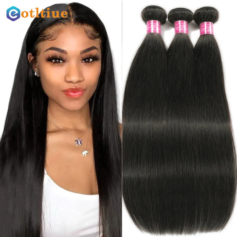 Brazilian Hair Double Drawn Straight Human Hair Virgin Bone Straight Human Hair Bundles For Women 1/3/4 Bundle Whosales Deal