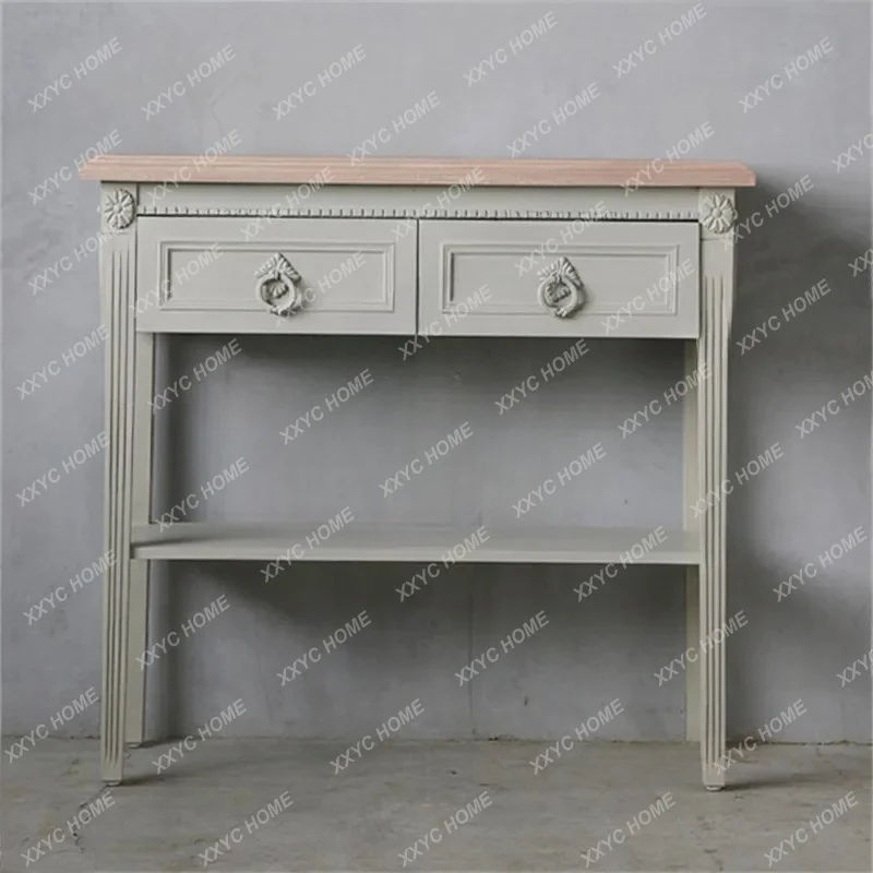 entrance deck solid wood hand-carved entrance cabinet retro and old foyer entrance locker