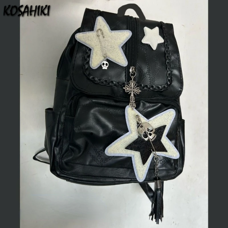 

Vintage Gothic Punk Cross Skull Tassel Backpacks Trendy Fashion Harajuku Students Backpack Y2k Women Streetwear Star Schoolbags