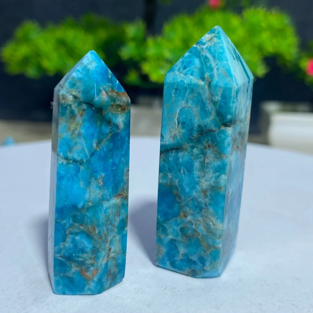 Blue Apatite Natural Crystal Obelisk Polished Gemstone Quartz Wand For Meditation Healing Home Decorations