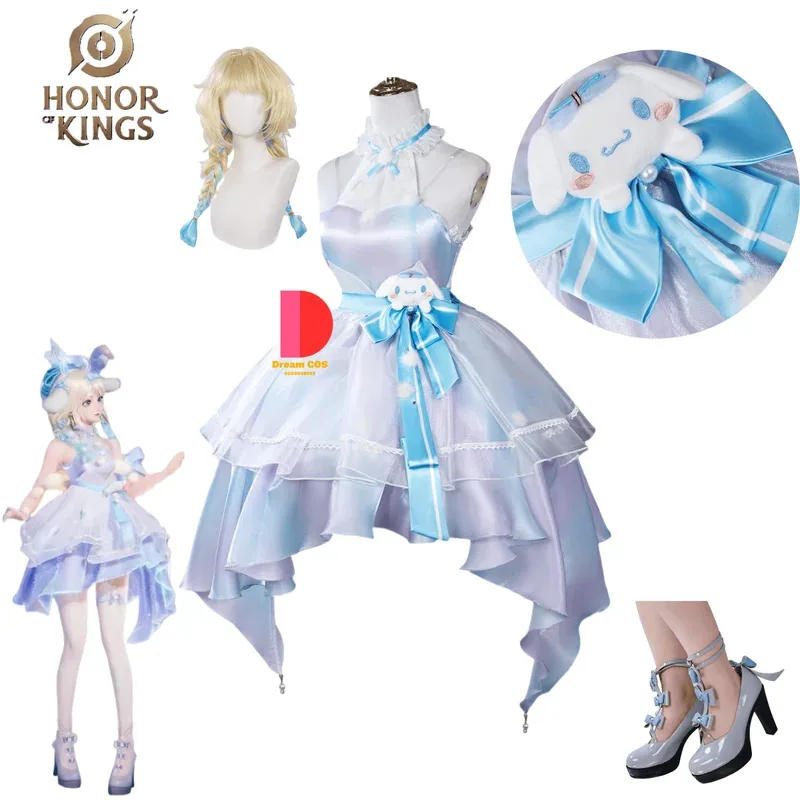 

Игра Honor of Kings Косплей Костюм Яо Ролевая игра Аниме Yaria Одежда Синее платье Лолиты для женщин и девочек Comic Con Party Парик Обувь