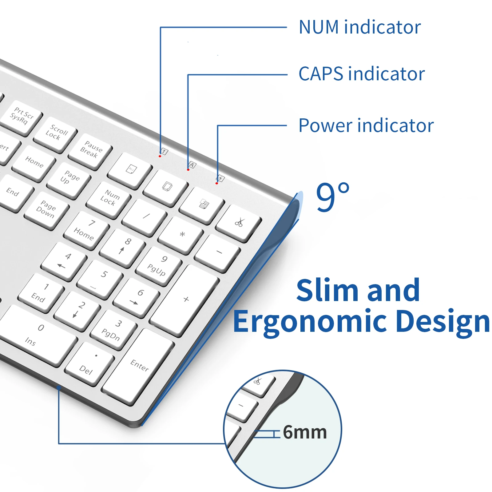 Imagem -06 - Combinação de Teclado e Mouse sem Fio Ultra Fino Mouse Silencioso com Design de Luz Invisível 2400 Dpi Usb