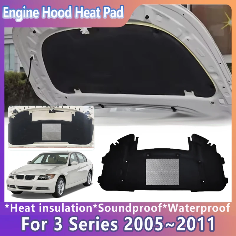 

Hood Heat Insulation Pad For BMW 3 Series E90 E91 E92 E93 335i 320d 2005~2011 Front Soundproof Cotton Mat Sound Car Accessories