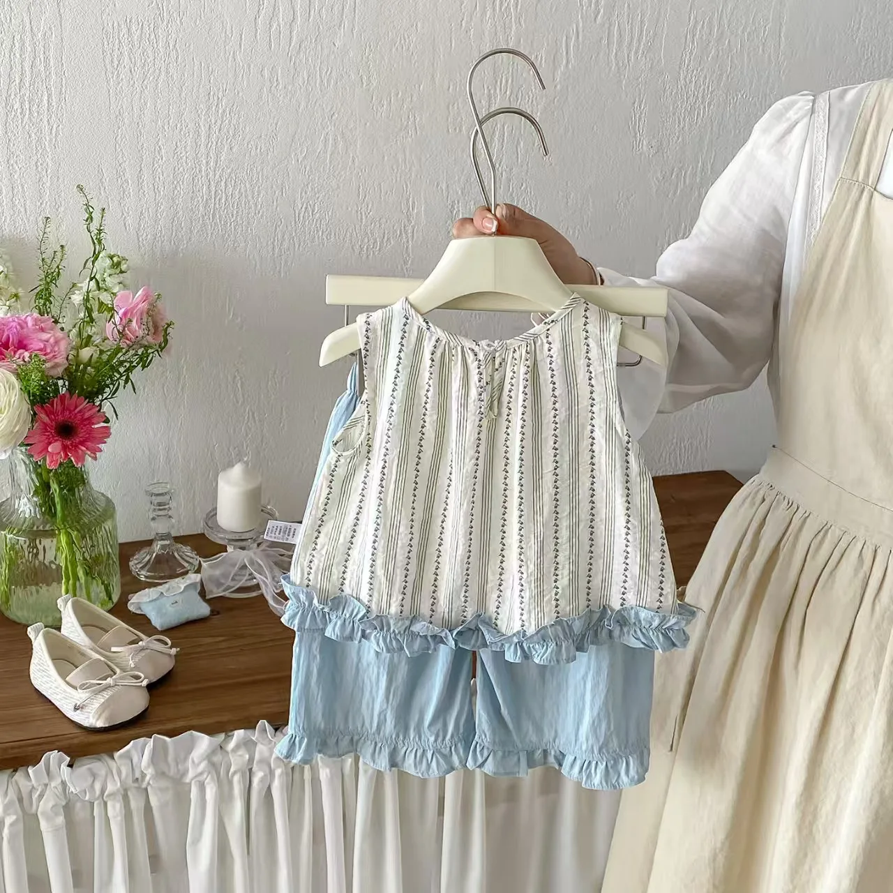 Summer New Style Baby Casual Top Set for Girls-With Lace Baby Jacket and Mosquito-Proof Pants in a Two-Piece Set