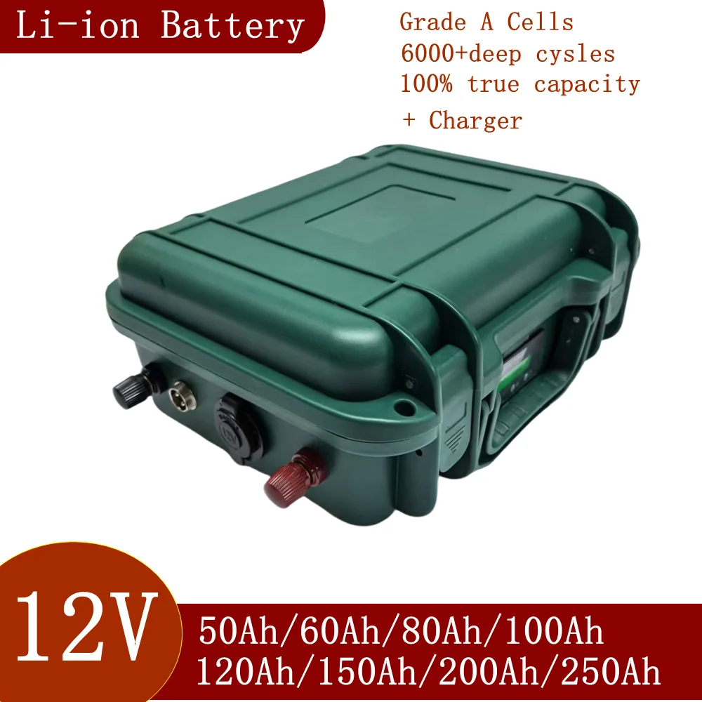 waterproof lithium battery 12v 200ah li ion for Trolling Motor Fishing Inflatable Boat camping EV12v 80Ah 100ah 60Ah 150Ah