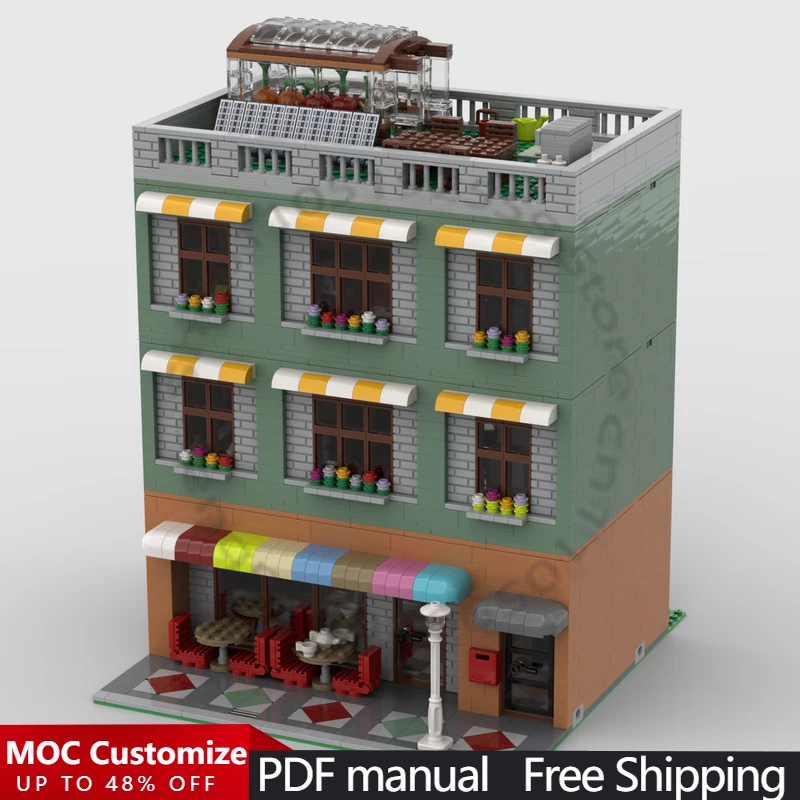 

3104 PCS Modular Construction Candy-shop House MOC Customize Modular Building Block Model Brick Creative DIY Festival Toy Gift