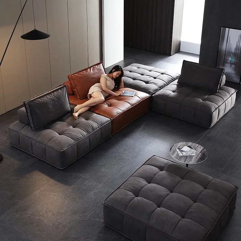 Italian light extravagant lazy sofa creative tofu block single sofa combination deluxe modern sofa simple living room small apar