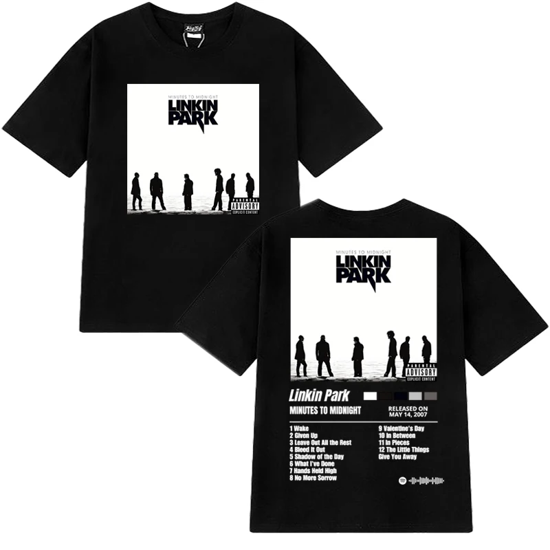 

Vintage Linkin Park Minutes To Midnight Album Hip Hop short sleeve T-shirts Unisex Oversized black T shirt Men Women Cotton Tops