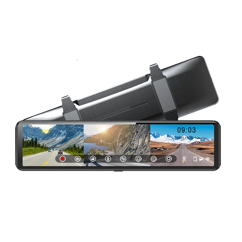 

HD 1080P Dashcam Mirror Three Lens Driving Recorder With Wide Angle APP Control Car Camera Recorder