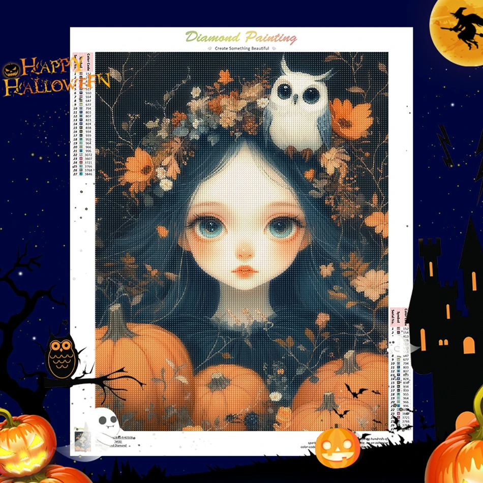 

SDOYUNO Diamond Painting Novelties Cute girl Halloween character Full Square Round Drill 5D Diamond Pictures Rhinestones Decor