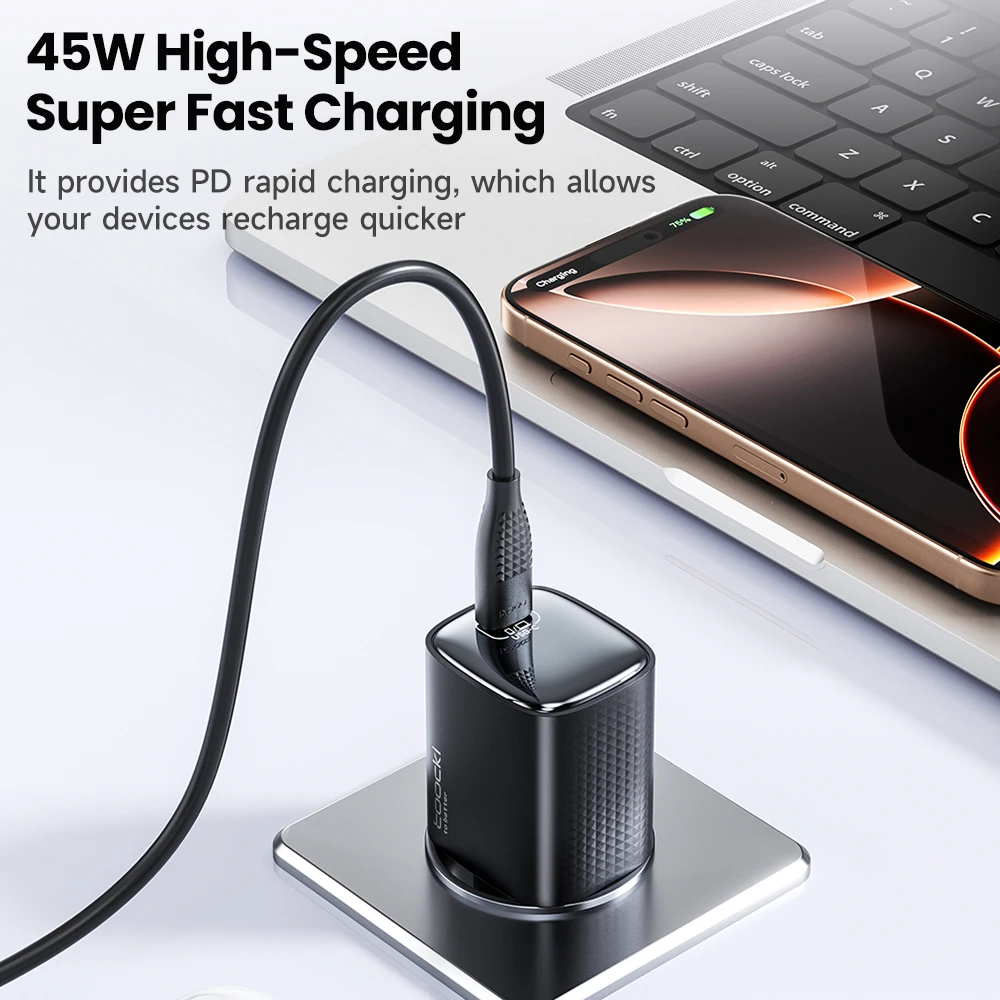 Toocki 45W GaN USB Charger PD QC3.0 Quick Charge PPS Type C Phone Charger For Samsung S25 S24 Ultra iPhone 17 16 15 Pro Max iPad