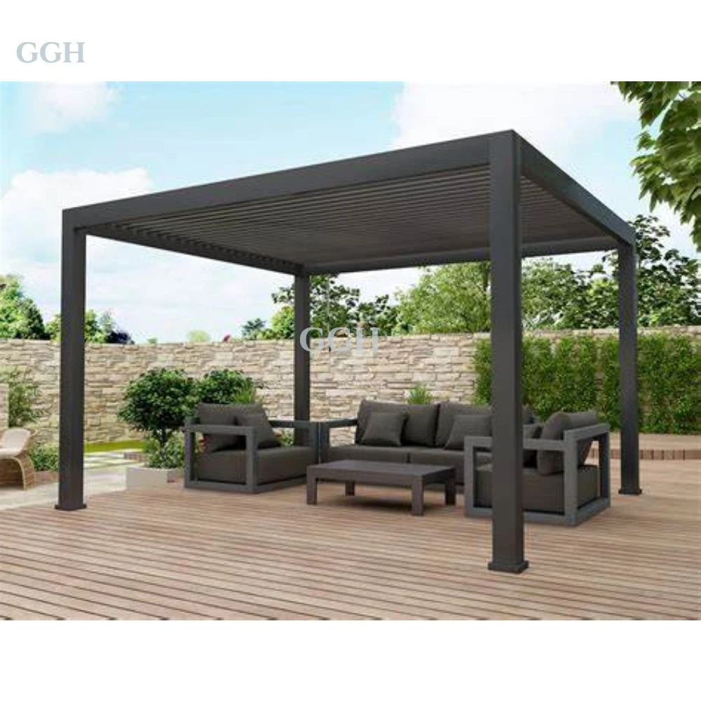 KAKADU Aluminum Outdoor Garden Pergola with Motorized Remote Control Powder Coated Sun Rain Protection Eco-Friendly