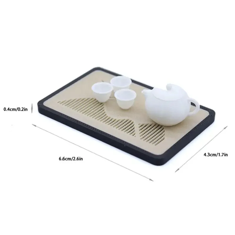 1/12 Casa delle bambole Mini Teiera Tazza da tè Vassoio di scarico Set Modello Casa delle bambole Micro Scena Decorazione Accessori Giochi di imitazione Giocattoli