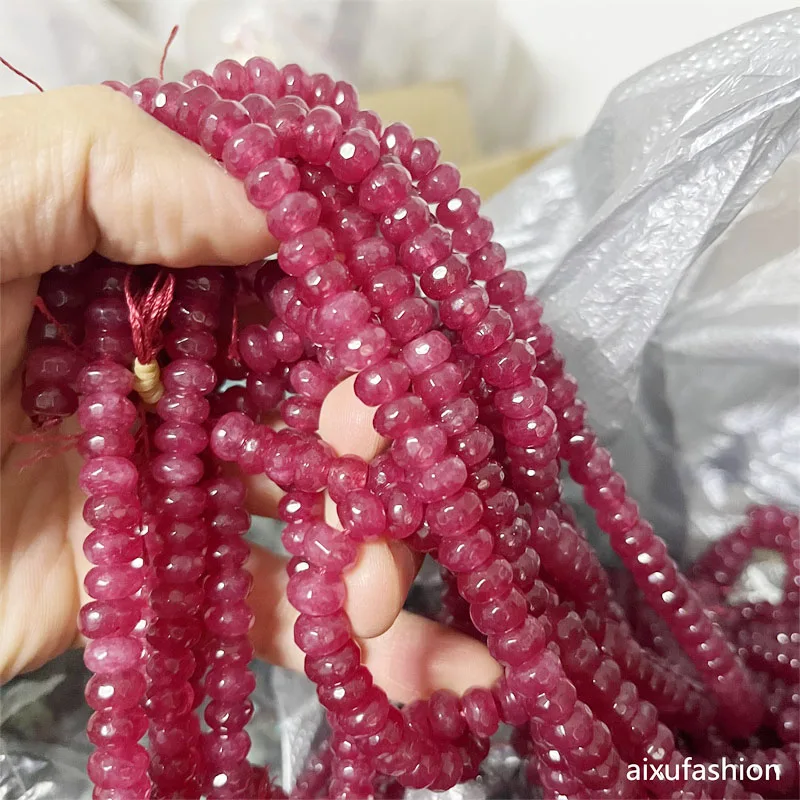 Rare 5*8MM Faceted Red Ruby Bracelet Vintage Natural Stone Jewelry Noble Elegant Exquisite Beaded Hand ChainWomen Boho Geometric
