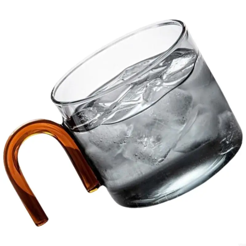  Round Single Glass Mug with Handle 300ml Clear Water Cup Transparent Drinkware