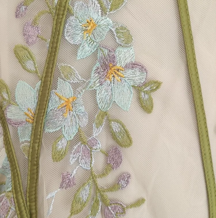 Robe brodée à chevrons florale, jupe longue, maille brodée, dentelle, tissu français, haute qualité