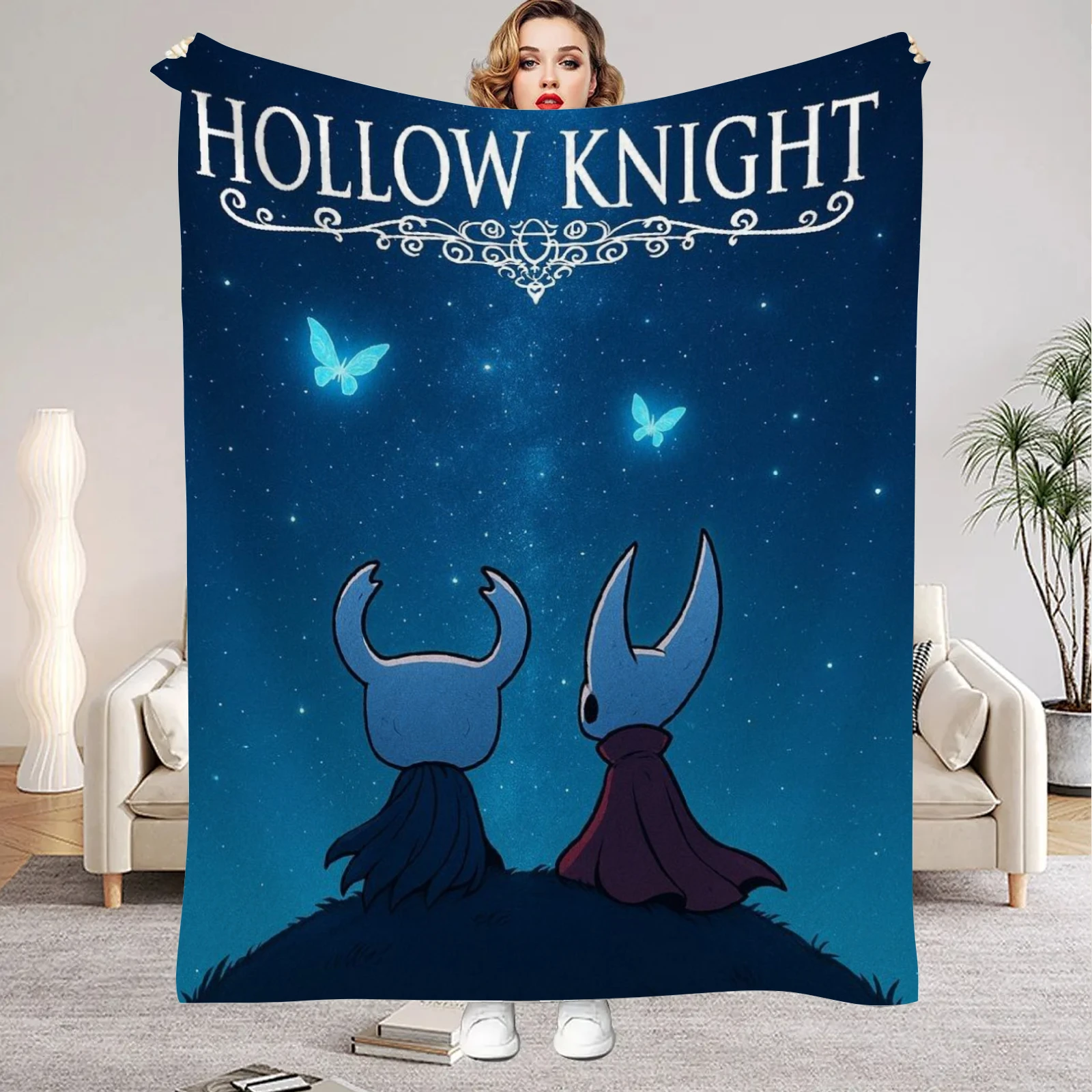 Hollow Knight Decke, Cartoon-Spiel, bedruckte Flanelldecke für Zuhause, Wohnzimmer, Schlafzimmer, Dekor, Neujahr, Weihnachtsgeschenk für Fans