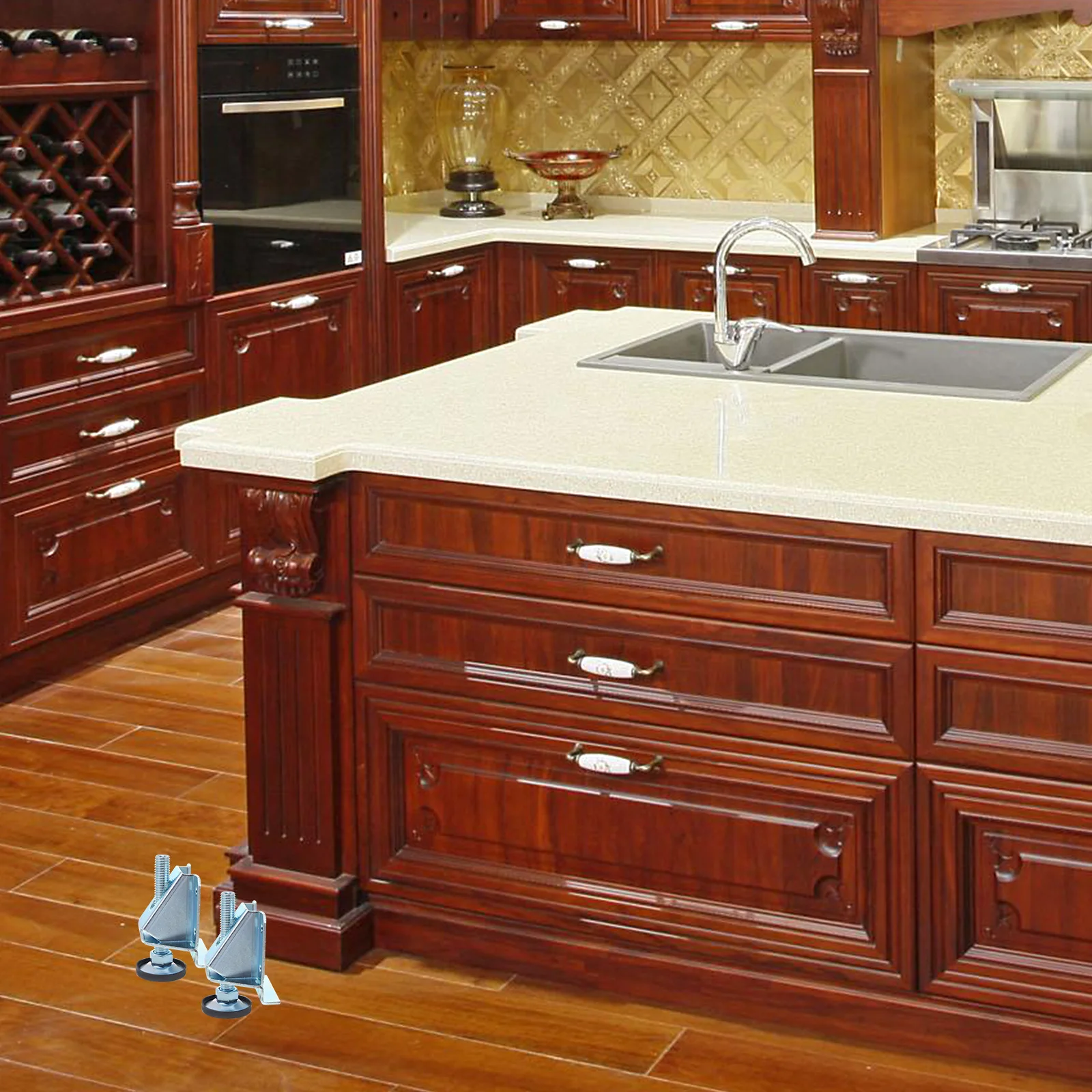 

1Set Adjustable Heavy Duty Furniture Leveler Silver Durable Furniture Levelling Tool for Tables Cabinets Workbenches