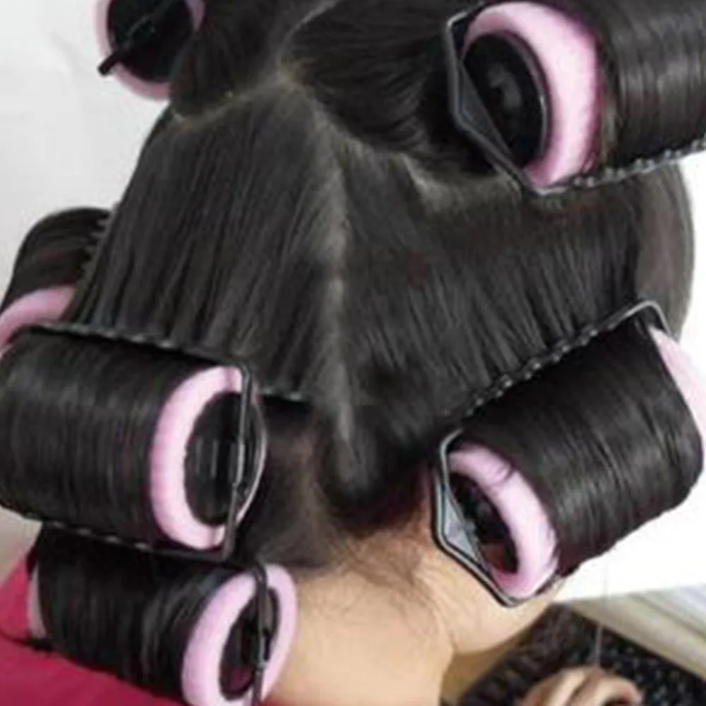 6PCS Soft Foam Material Sponge Hair Curlers Self Holding Design Large Size No-Heat Rollers Overnight Hair Rollers Home Use