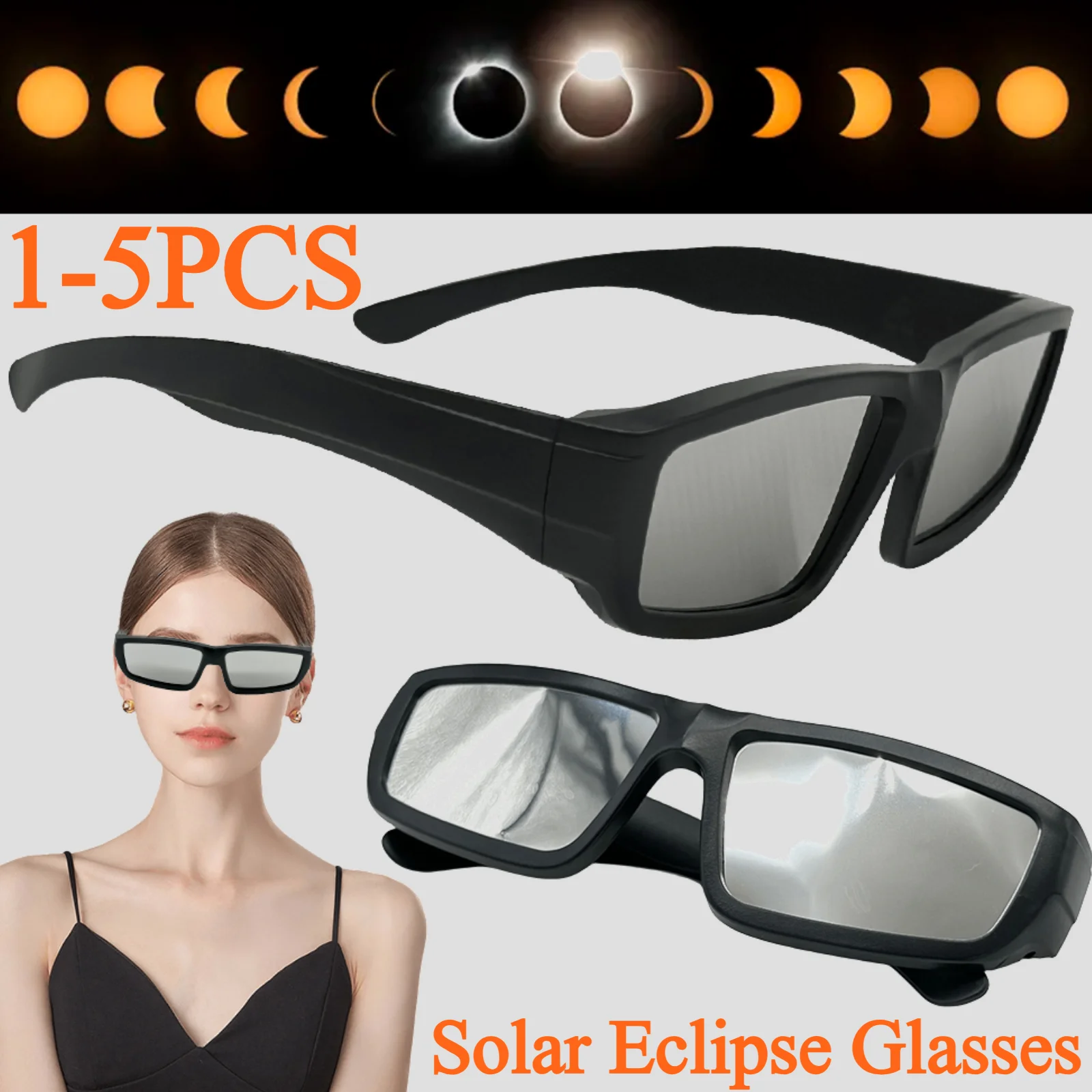Gafas de eclipse solar seguras, con marco de plástico, visor solar profesional para observación directa del sol, gafas para eclipse total, 1-5 unidades