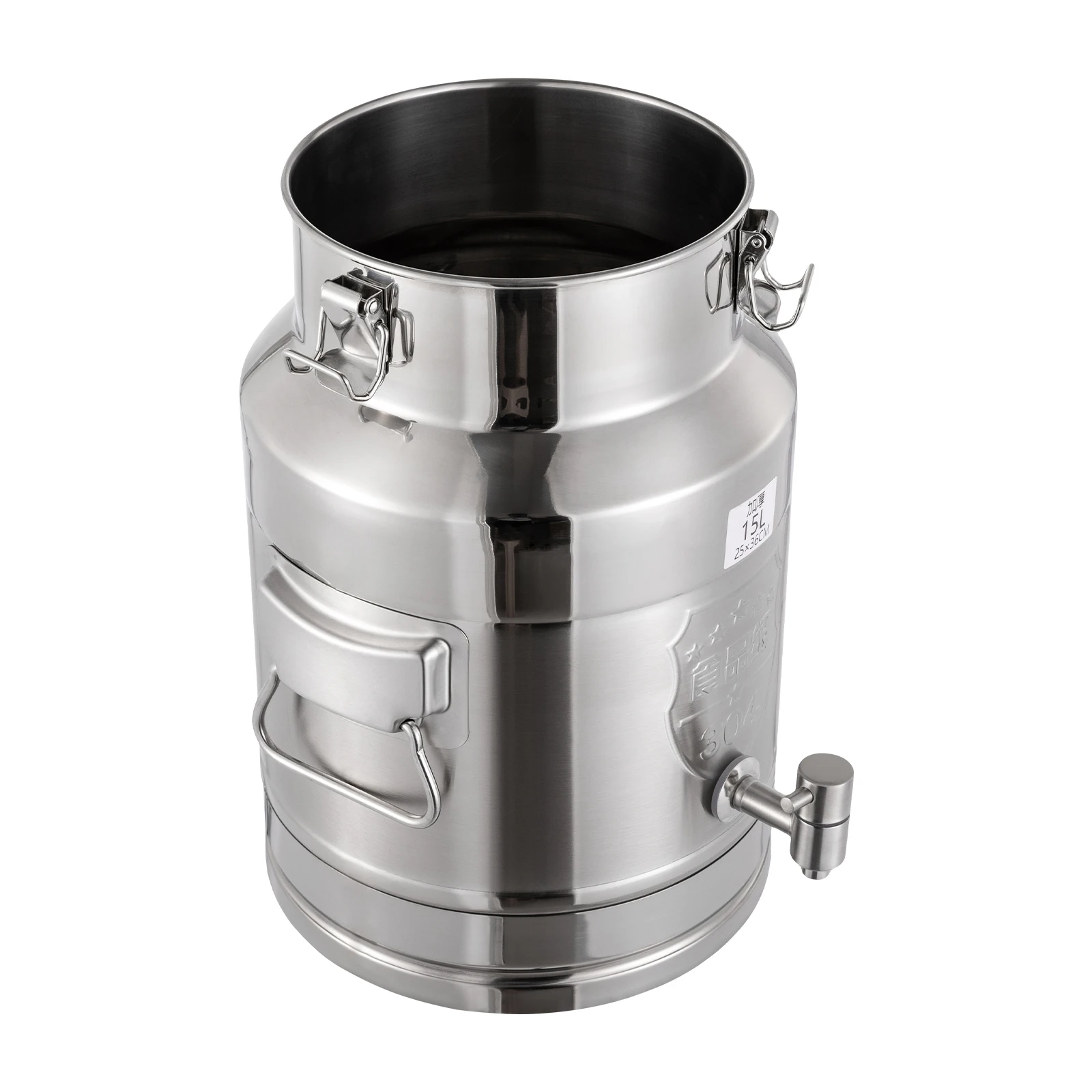 

15L/3.96Gal Beverage Dispenser Stainless Steel Milk Can Milk Transport Barrel Compact and Portable Accommodating Beverages, Milk