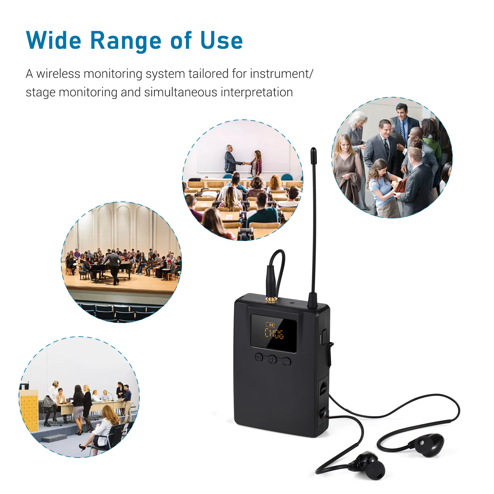 TAKSTAR WPM-300R Ricevitore audio wireless con auricolare in-ear Ricevitore da bodypack UHF Display digitale a LED per Stage Studio