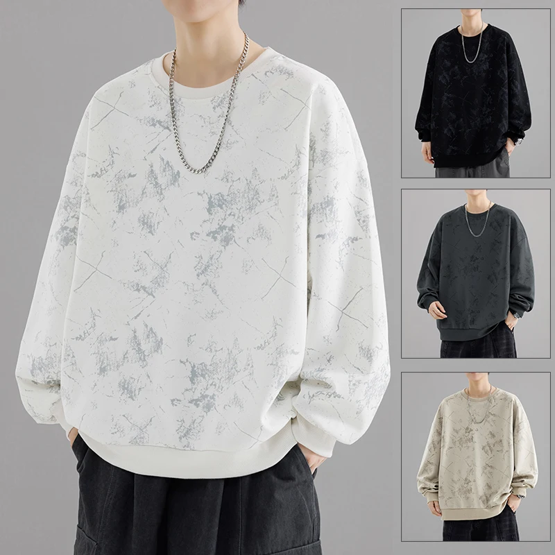 Herren Tie-Dye Sweatshirts 2026 Frühling O-Ausschnitt Hoodie Tops Outdoor-Sport Jogging Herrenbekleidung Lässiger Pullover Qualitäts-Sportbekleidung