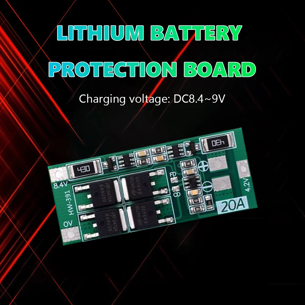 HW-391 2S 20A 7.4V 8.4V Lithium Battery Protection Board 18650 BMS Board Module Charging Board Charger Module