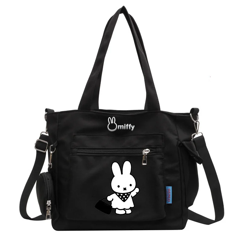 

New Miffy Rabbit Solid Color Canvas Bag Large Capacity Shoulder Bag Handheld Student Versatile Crossbody Tote Bag