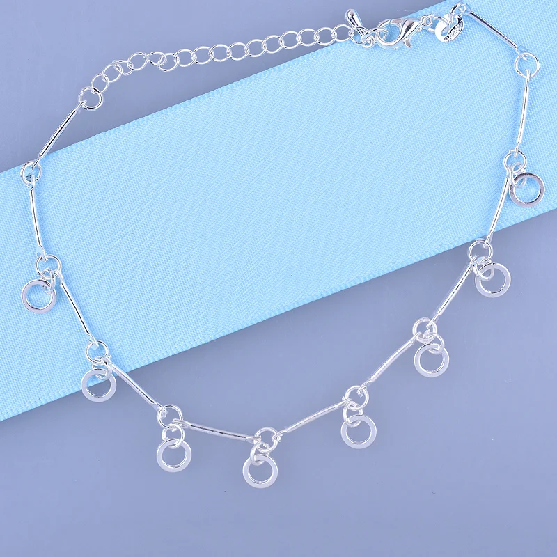 Hot Simple Design Silver Plated Circles Bracelet & Bangles For Woman Small Round Female Bracelets Birthday Present Jewelry