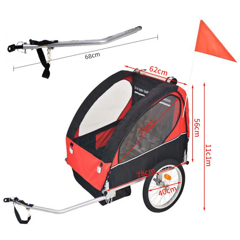 2 in 1 Large Dog Bike Wagon Pet Trailer Stroller Trailer Jogger Carts