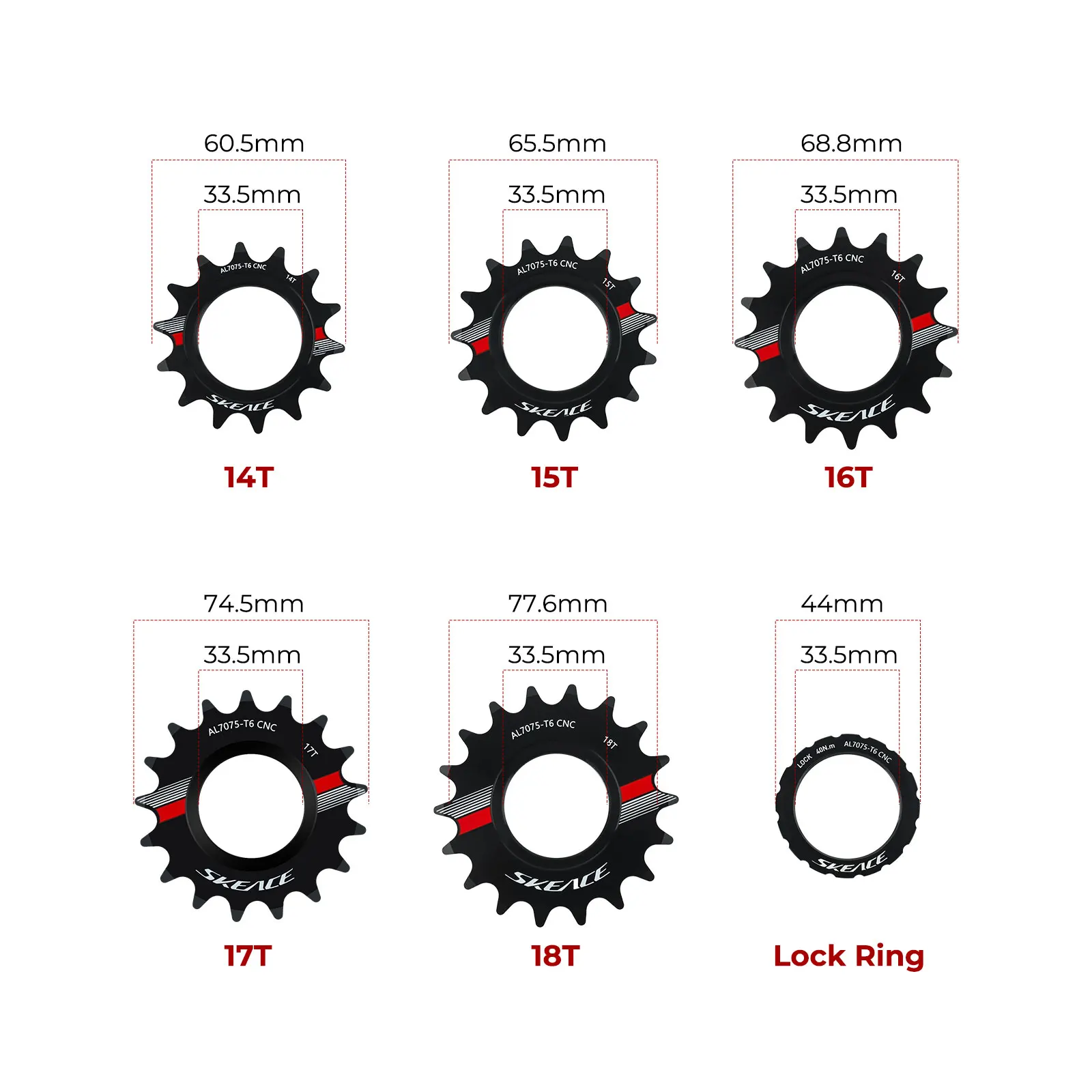 SKEACE Fixed Gear Bicycle 13T 14T 15T 16T 17T 18T  Cycling Cog Fixie Track BIKE Single Speed Flywheel 7075 Aluminum Alloy