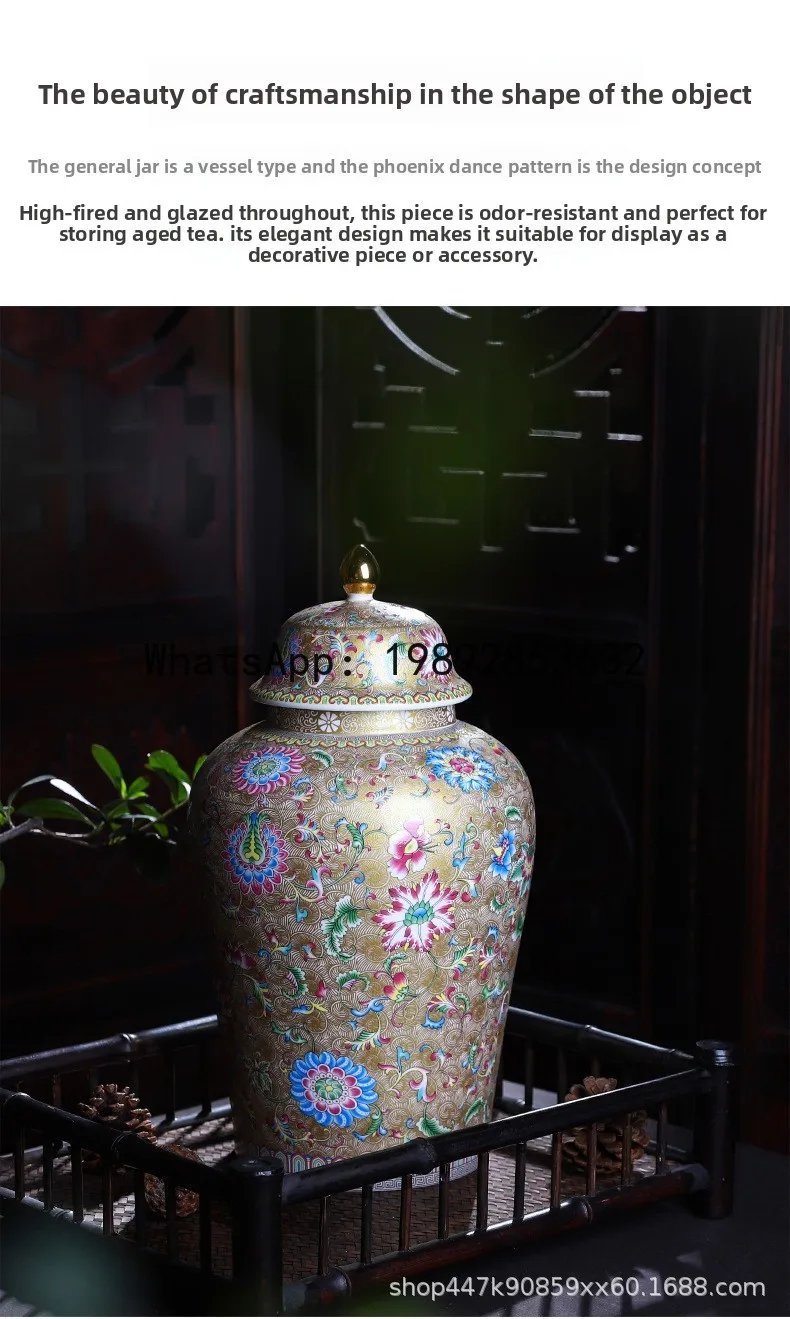 Ceramic Tea Canister Large General Canister Ceramic  Hotel Lobby Storage Canister