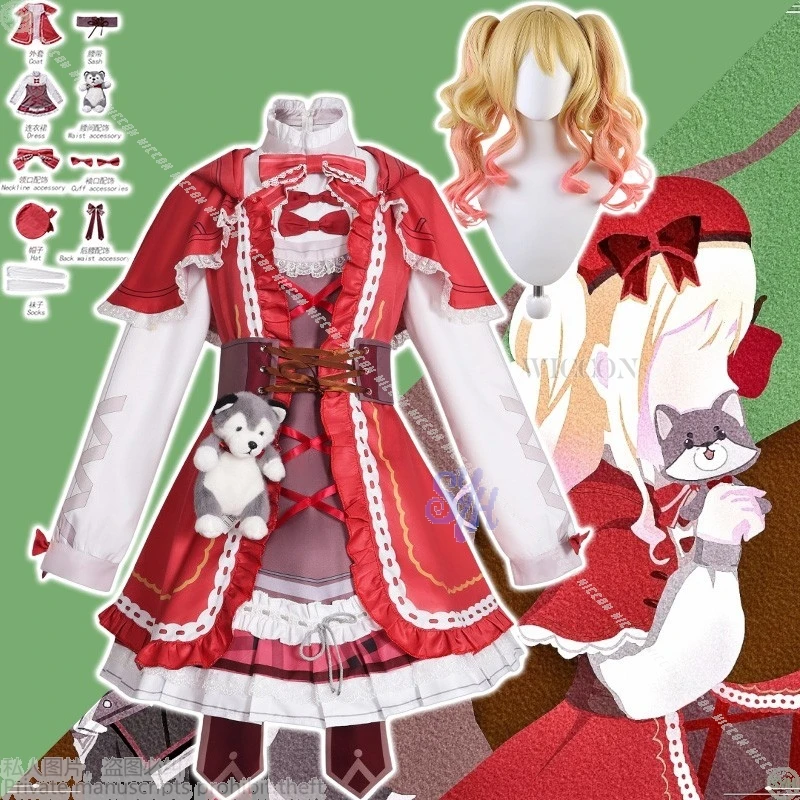 

Anime Game Project Sekai Cosplay Leo/need Tenma Saki disfraz Fairy Tales Red Kawaii Lolita Bow Cake Dress Furry Halloween Party