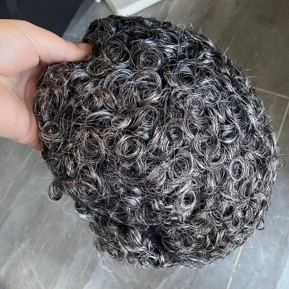 

Супернатуральный парик для мужчин с линией роста волос 15 мм, кудрявый, из микро-кожи 0.06 мм, на полиуретановой основе, капиллярный протез, оттенки 1b50, 1b65, серый, кудрявый