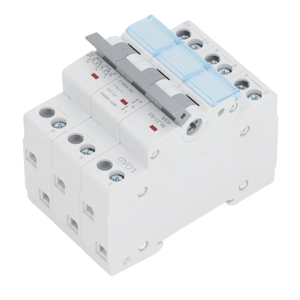 NLZ1-63 3P Dual Power Transfer Switch 63A 400V DIN Rail Mount 3P Power Transfer Switch DIN Rail Mount Power Transfer Switch