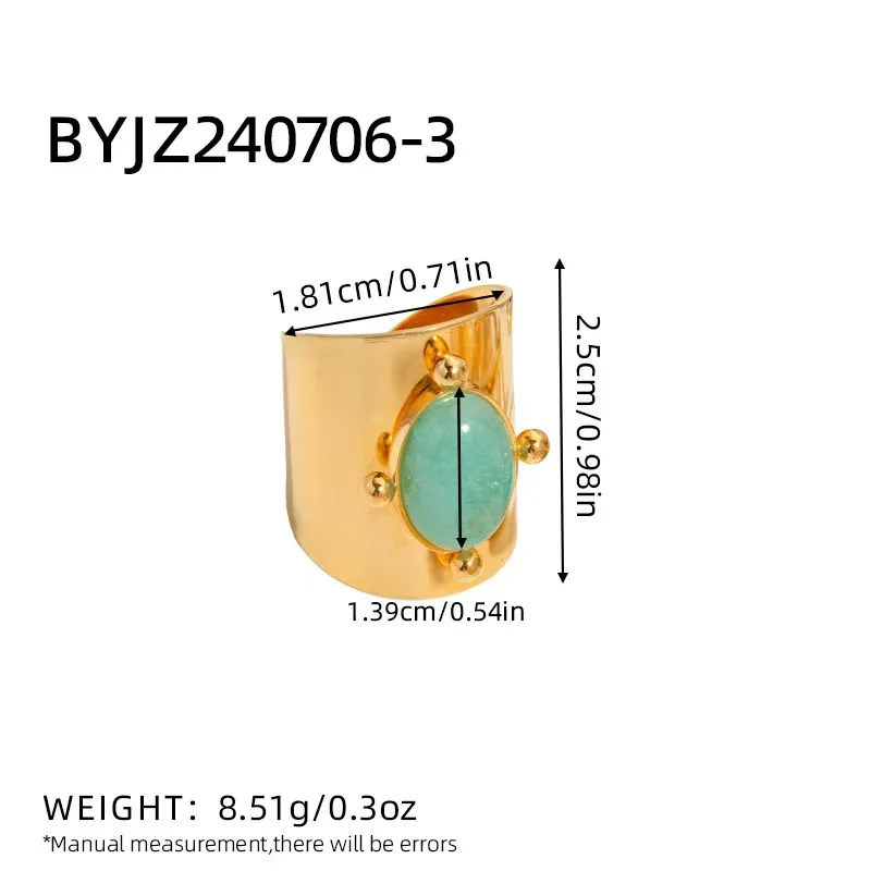 Fashion Stainless Steel Natural Stone Green Turquoise Malachite Ring Women Bohemian Stylish Big Summer Jewelry For Her Gift 2026