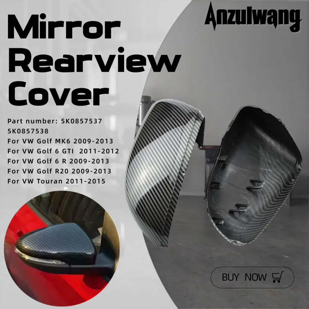 Rearview Mirror Cover Caps for VW Golf 6 MK6 GTI R GTD 2008-2013 Side Door Wing Mirror Covers