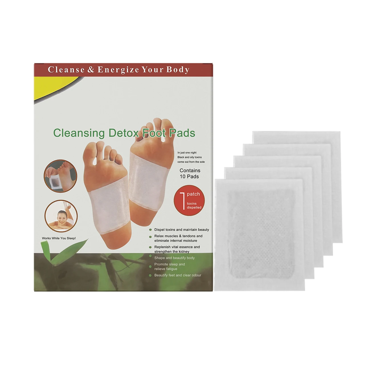 Natural Detox Foot Patch Stress Relief Improve Sleep Slimming Weight Loss Body Toxins Deep Cleansing Foot Pads Foot Care Tools