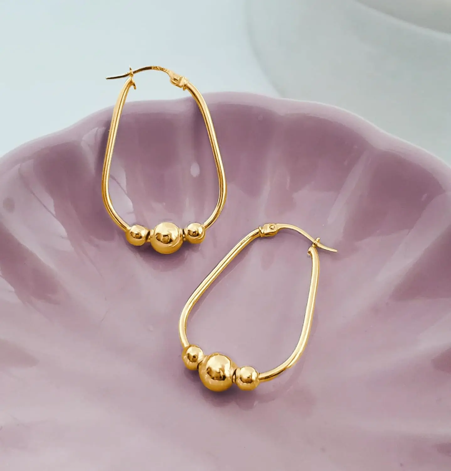 أقراط ذهبية متعددة الوظائف بثلاثة خرزات للنساء، مشبك قلادة أنيق على الأقراط، إكسسوارات مجوهرات عصرية #1