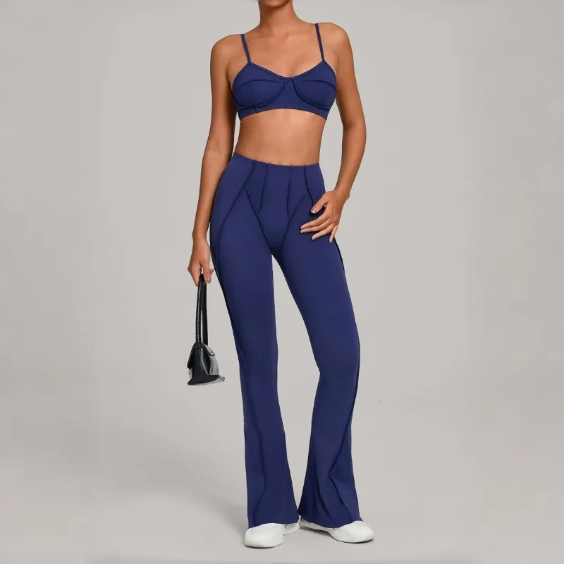 

Women's Woolen Tight Yoga Set Hip Lifting High Elasticity Slimming Bra Pants Sports Set Outdoor Running and Fitness Clothing