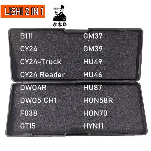 Herramienta Lishi 2 en 1 B111 CY24 DWO4R DWO5 F038 GT15 GM37 GM39 HU49 HU46 HU87 HON58R HON70 HYN11 HY15 HYN7R HY16 HY17