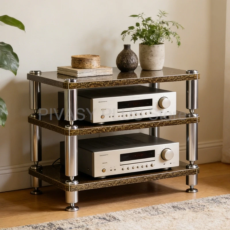 Audio Rack 400KG Load/Tier 25MM Board Thick Amplifier Stand 60x48cm Panel Amp Shelves Solid Leg Height Customizable For Home DJ