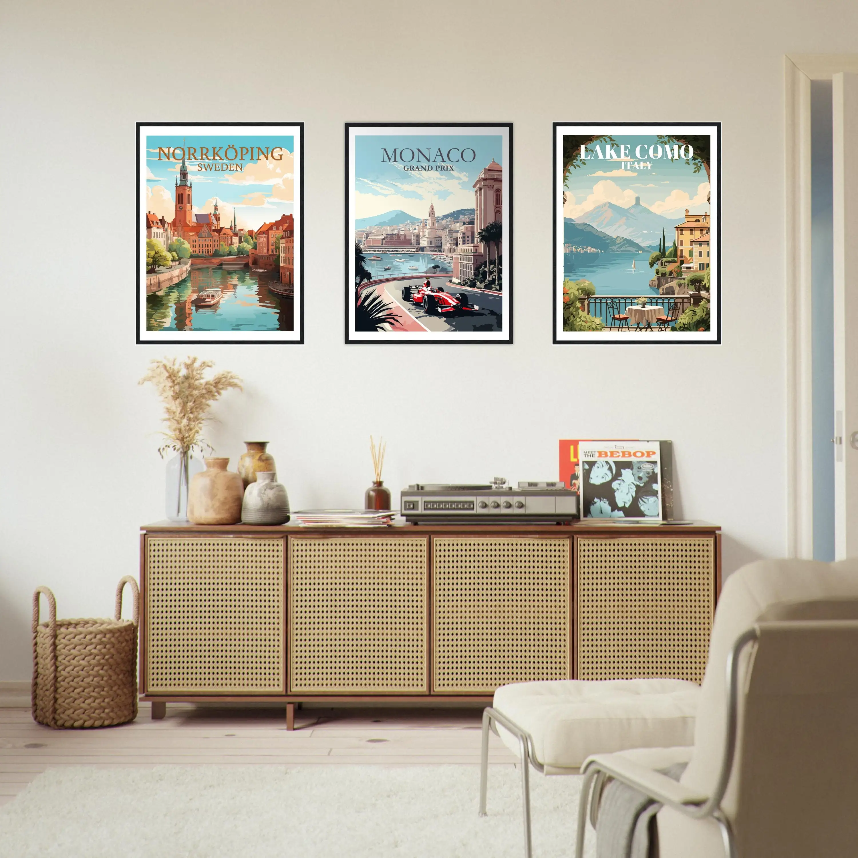 Monaco Singapore Monza Grand Prix Track Posters Set of 6 Retro Travel Poster Vintage Canvas Painting Print Wall Art Decor