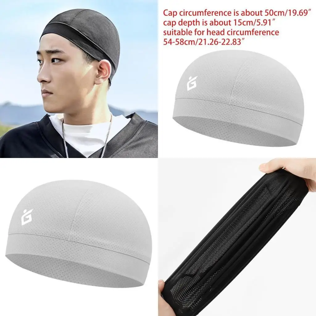 R1WE خوذة فتل العرق بطانة التبريد قبعة الجمجمة تشغيل قبعة الدراجات ماصة للعرق خفيفة الوزن Skullcap للرجال والنساء