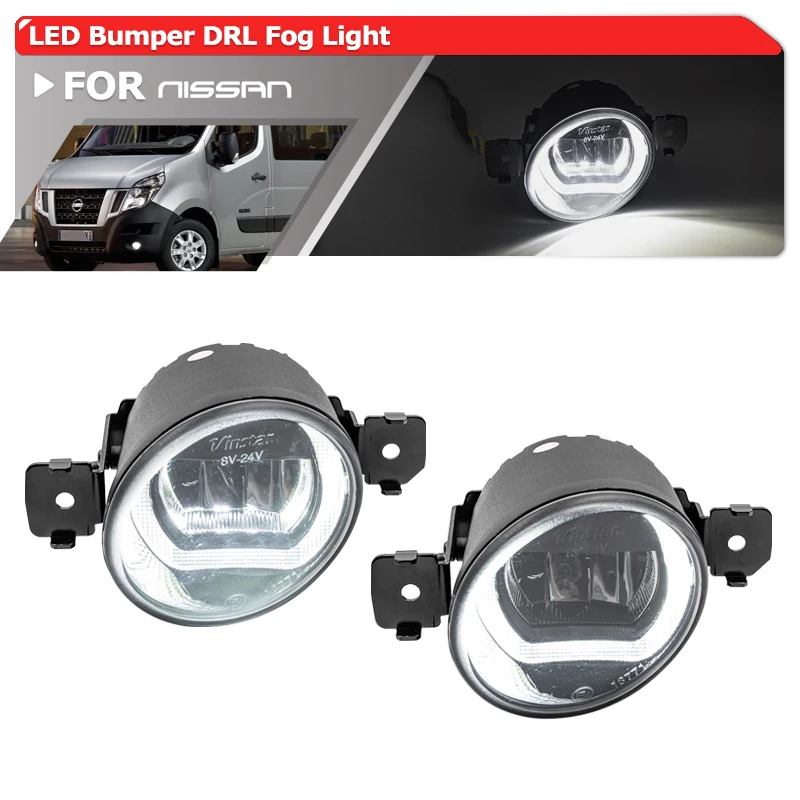 For Nissan NV400 Gen3 2010-2019 Front Bumper Upgraded 2-in-1 Led Driving DRL Halo Daytime Running Fog Light Replacement Kits