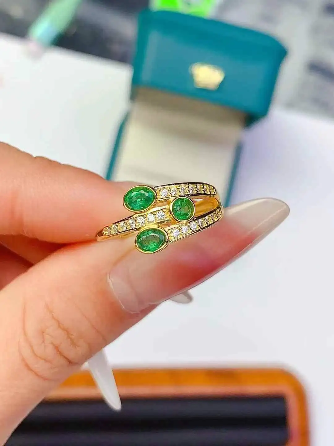 High Quality Pure Natural Emerald Ring For Sale 925 Sterling Silver Classic Women Anniversary ring Fine Jewelry