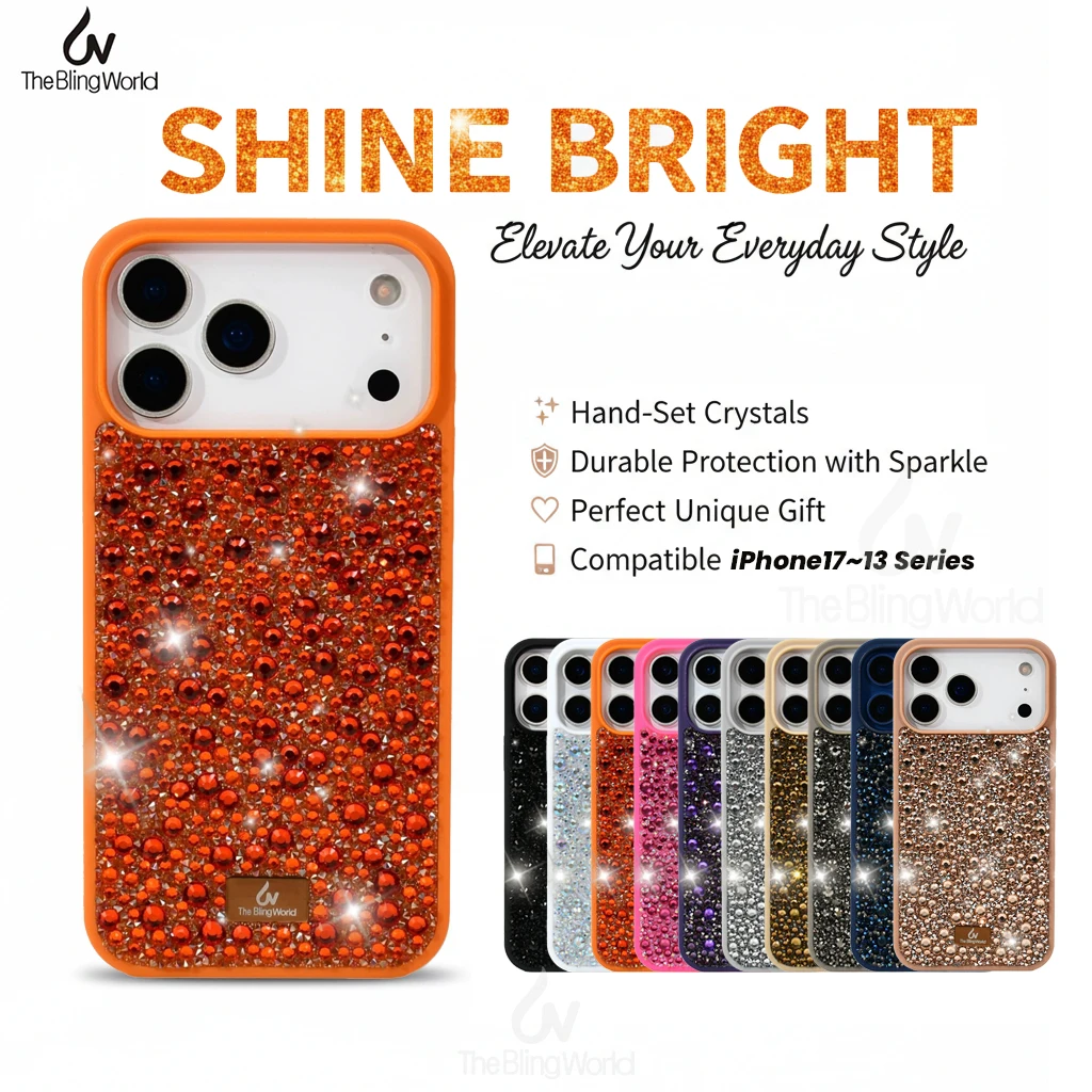 

Роскошный 3D-чехол для телефона с кристаллами и стразами для iPhone 17 16 15 14 Pro Max Plus, мягкий чехол из ТПУ с блестящими стразами для женщин и девушек