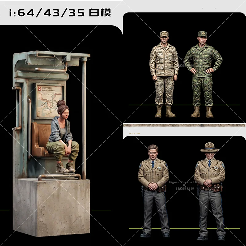 1/64 Scale Miniature Scene Doll Unpanited White Figure Mini Female/Male Model Girl Seated Inside Metro Carriage Training Warrior